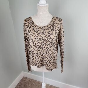OLIVACEOUS WOMEN'S LEOPARD PRINT ZIPPER BACK SWEATER TOP SIZE MEDIUM